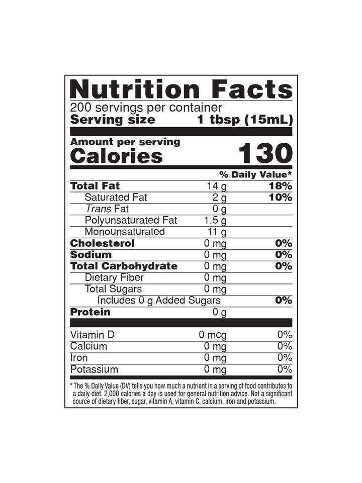Everyday Extra Virgin Olive Oil 250 ml Nutrition Facts