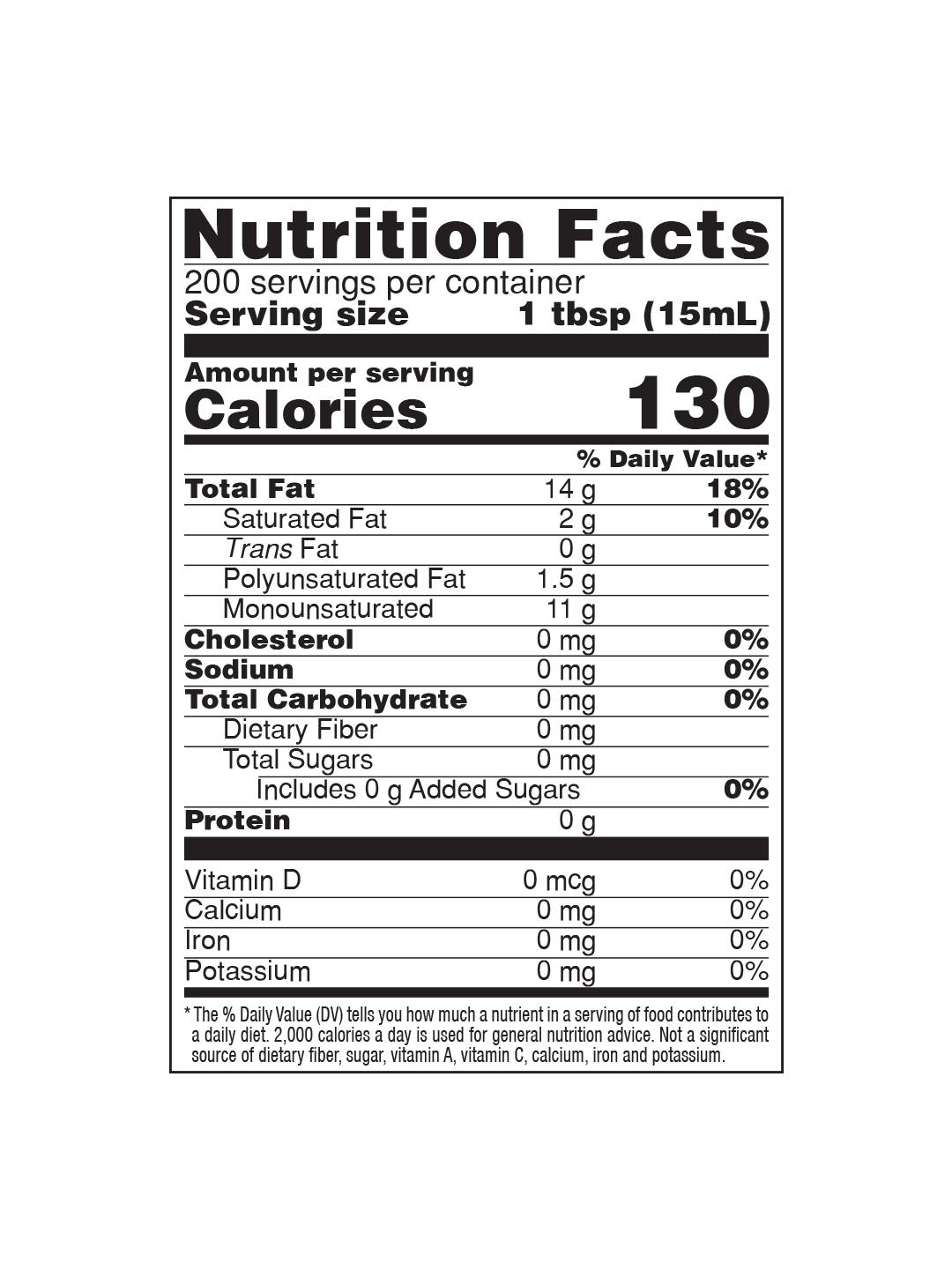 Everyday Extra Virgin Olive Oil 500 ml Nutrition Facts